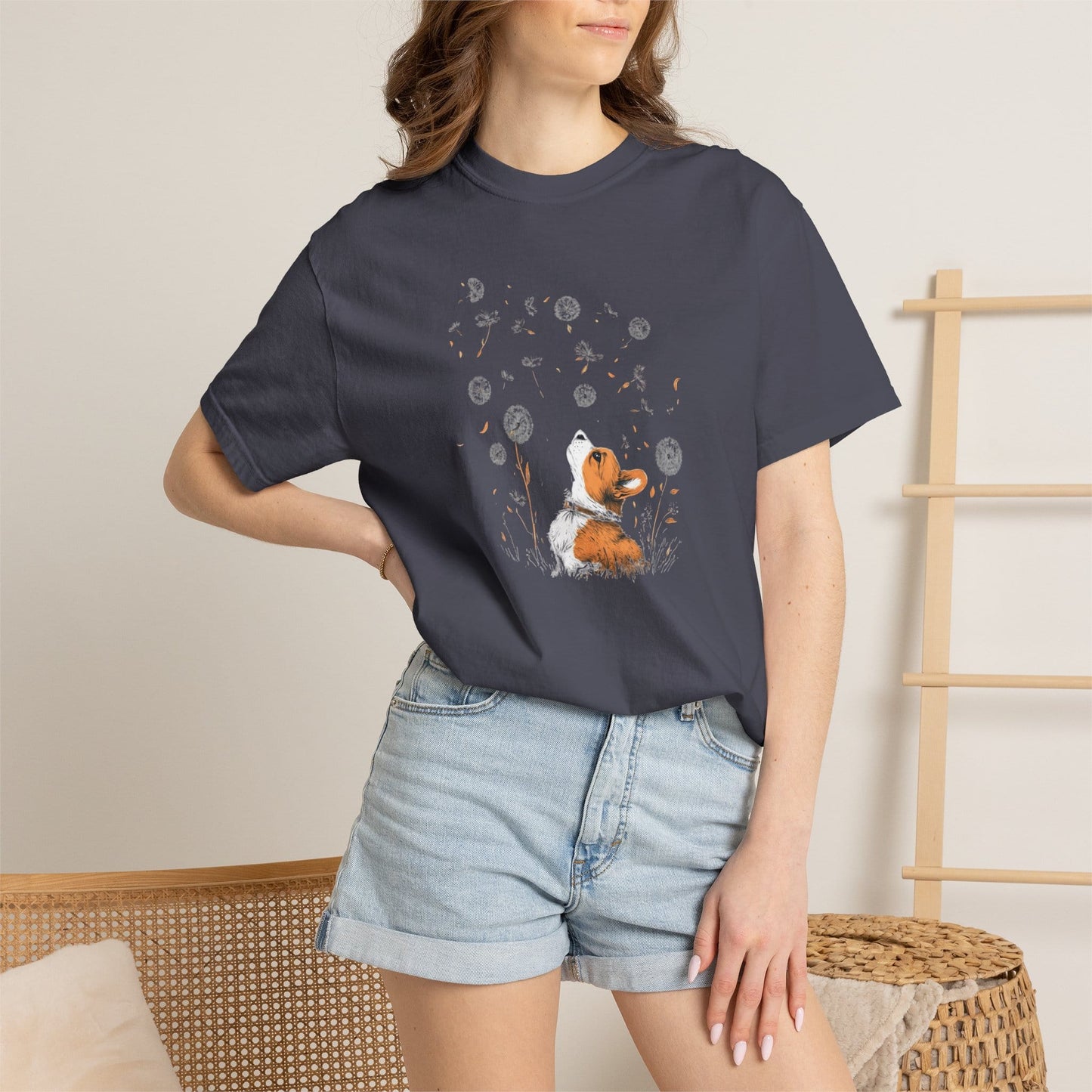 Corgi With Flowers T-Shirt