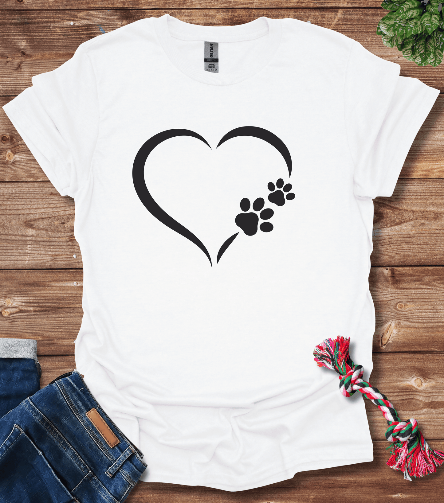 Dog Paw Print Heart T-Shirt