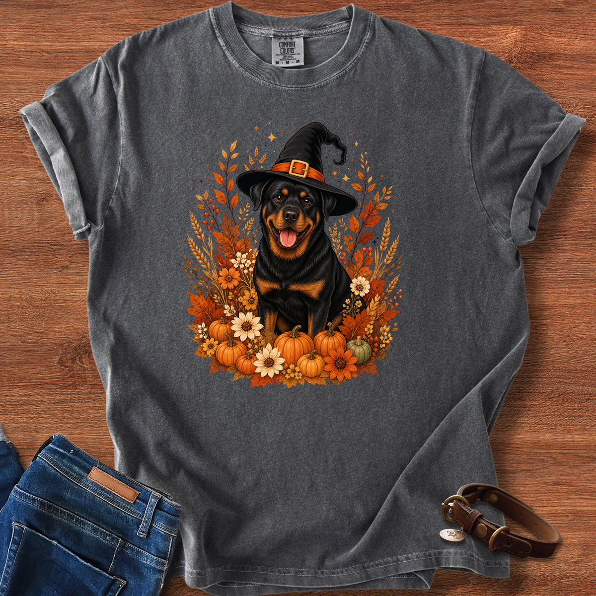 Rottweiler Halloween Witch T-Shirt