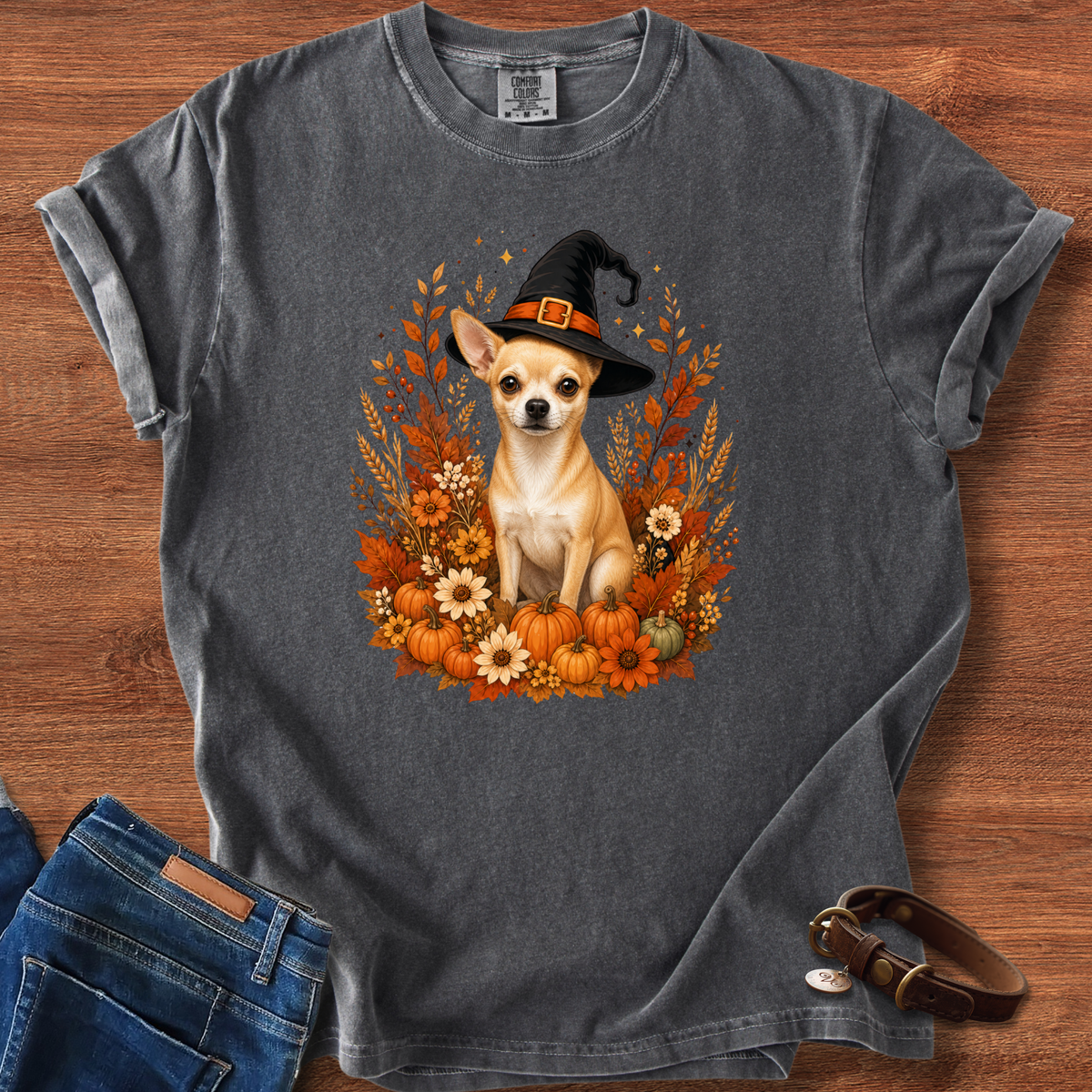 Chihuahua Halloween Witch T-Shirt