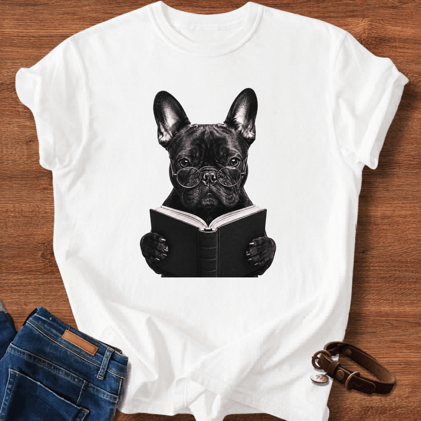 Frenchie Reading T-Shirt