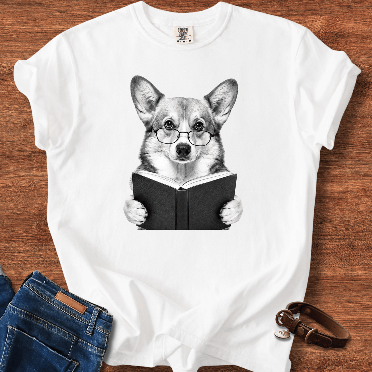 Corgi Reading T-Shirt