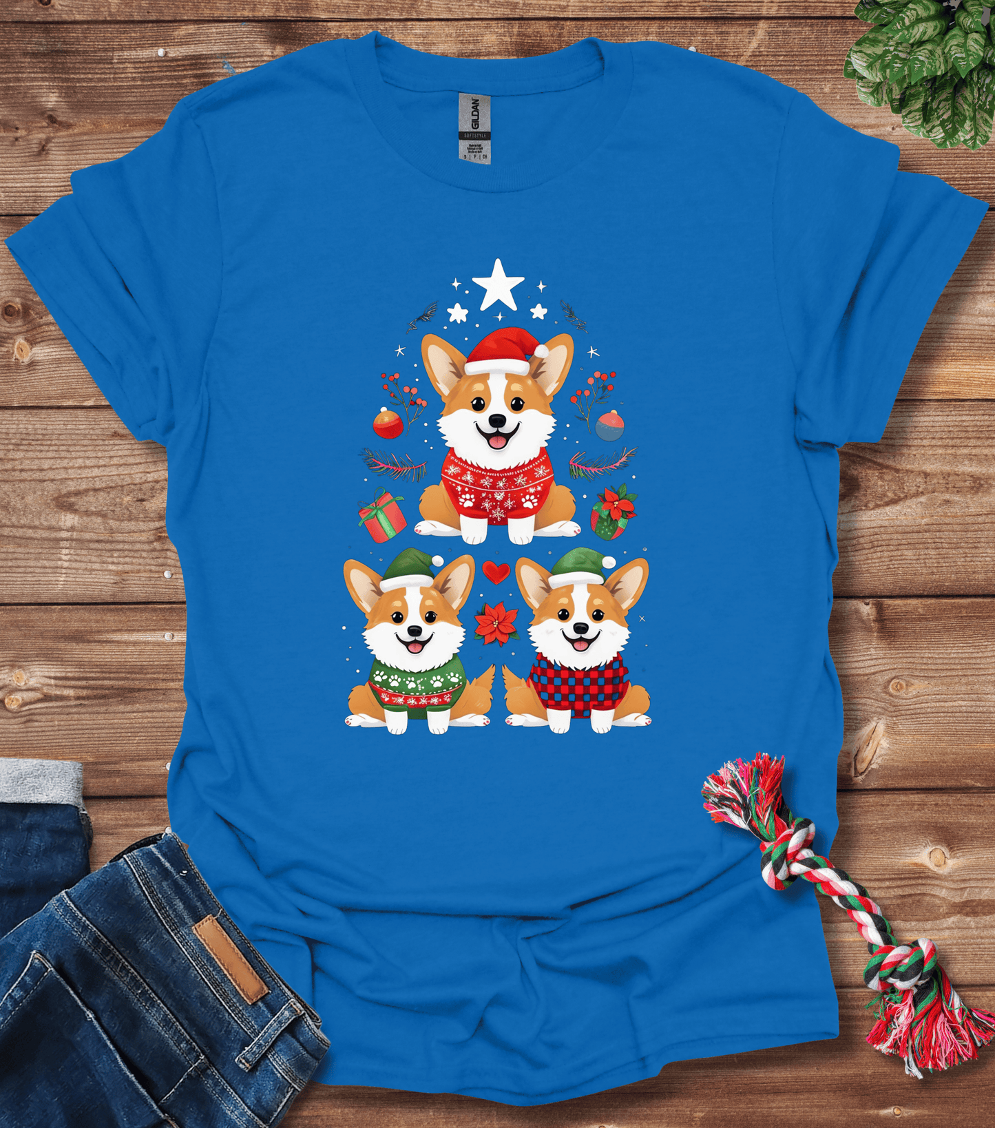 Cartoon Corgi Holiday T-Shirt