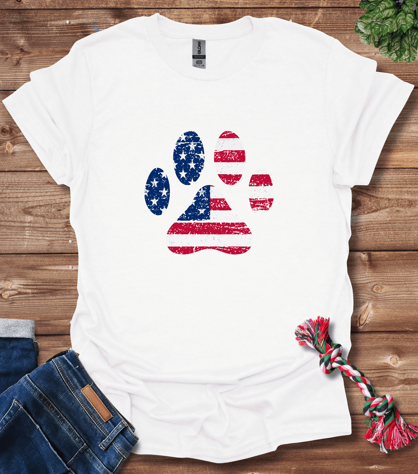 American Flag Dog Paw T-Shirt