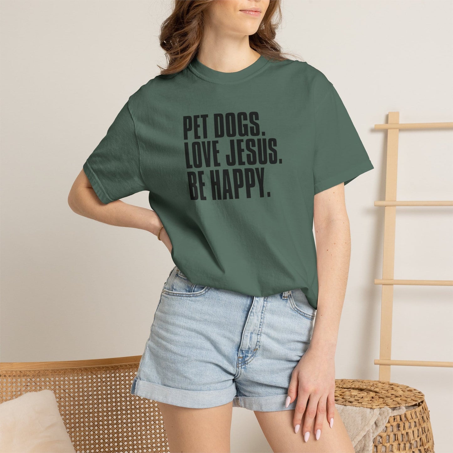 Pet Dogs, Love Jesus, Be Happy T-Shirt