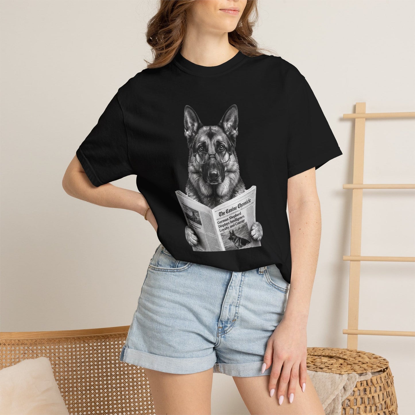 German Shepherd Reading T-Shirt