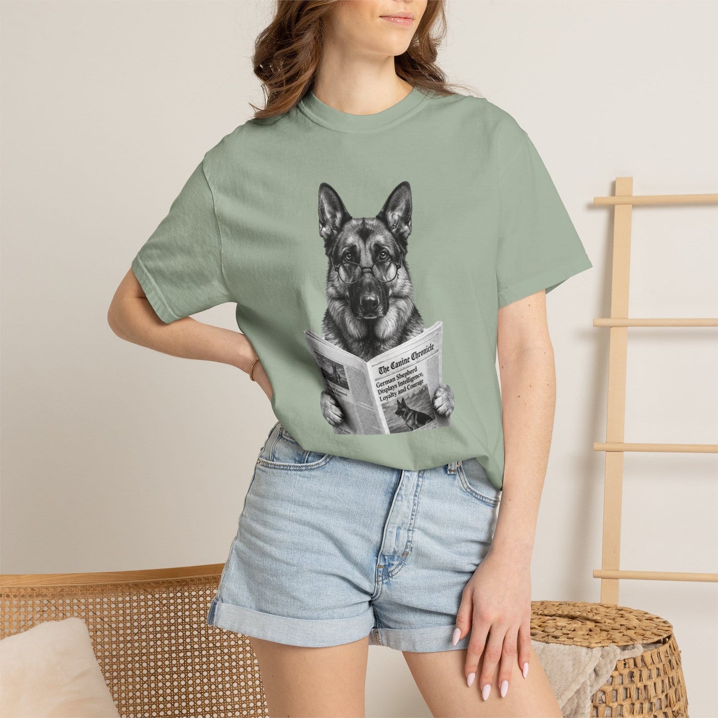German Shepherd Reading T-Shirt