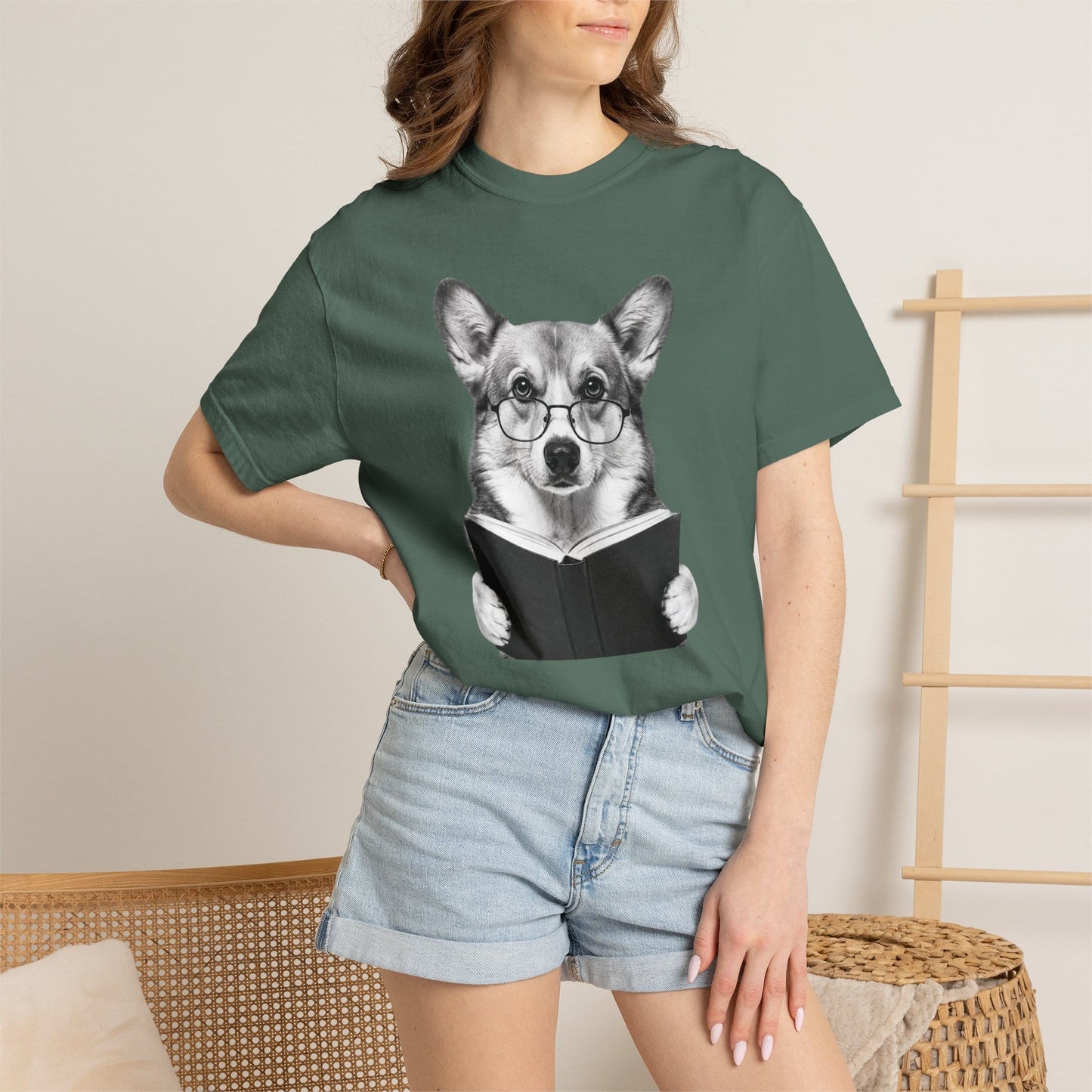 Corgi Reading T-Shirt