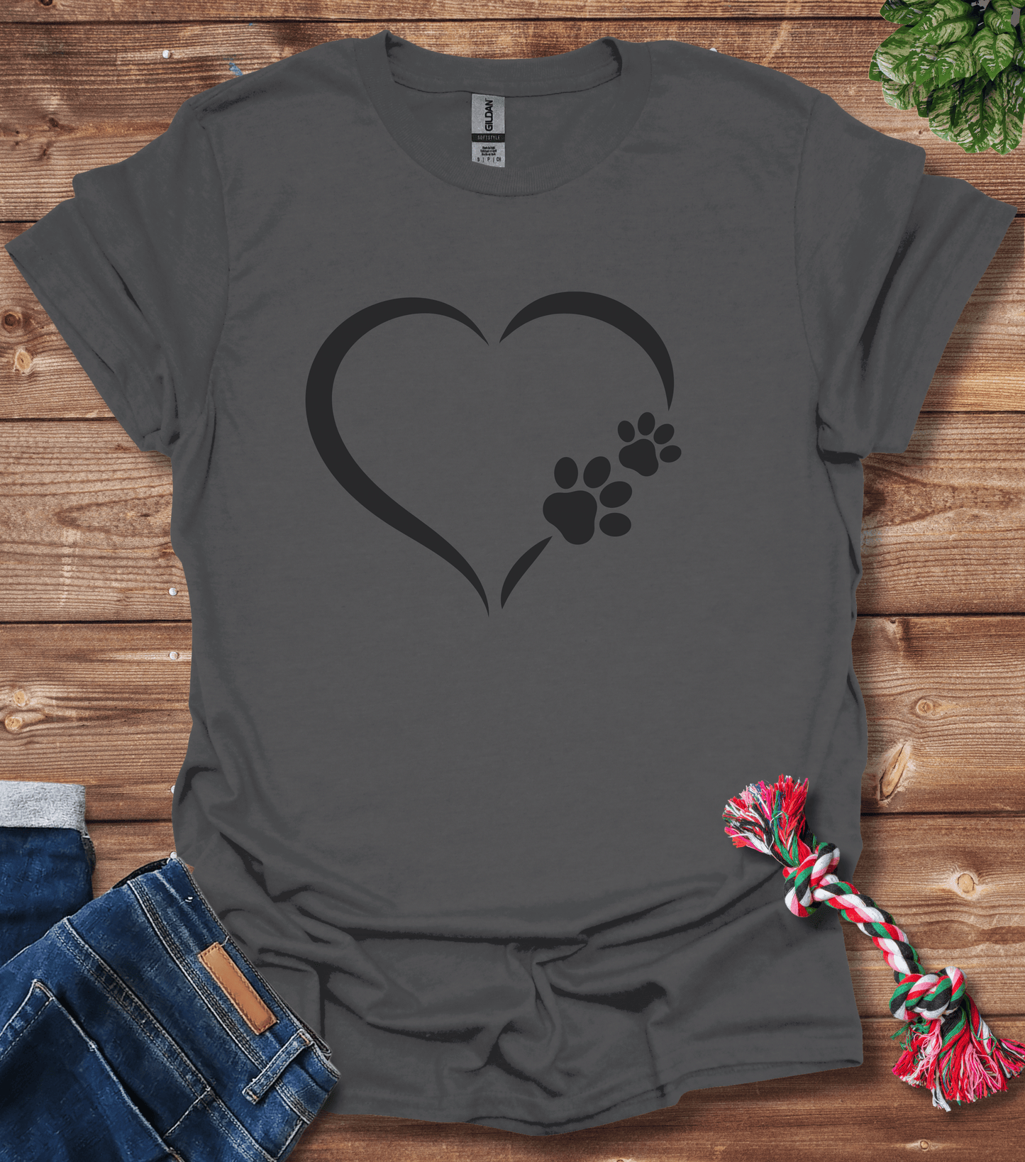 Dog Paw Print Heart T-Shirt
