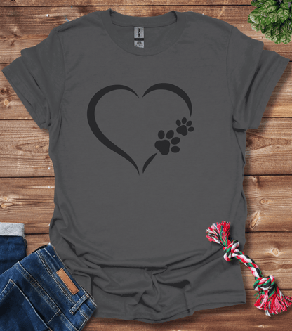 Dog Paw Print Heart T-Shirt