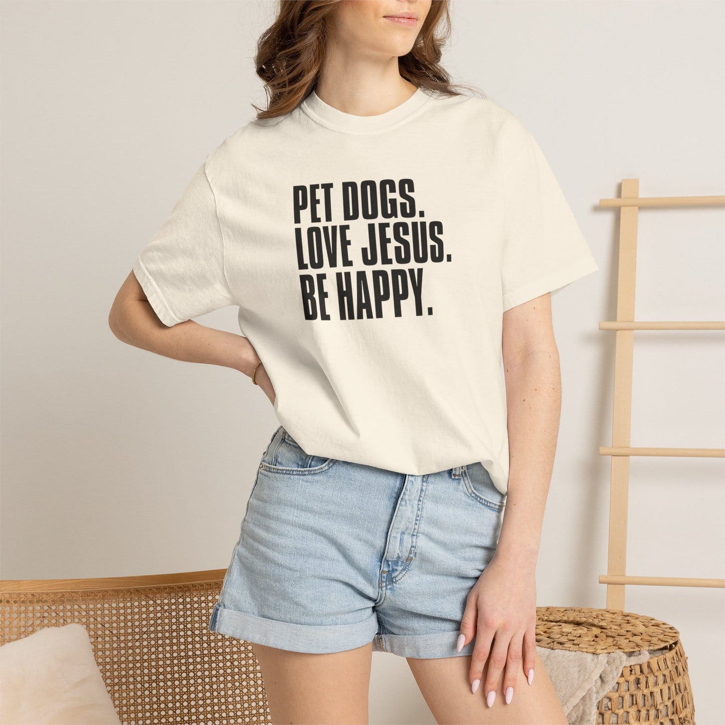 Pet Dogs, Love Jesus, Be Happy T-Shirt