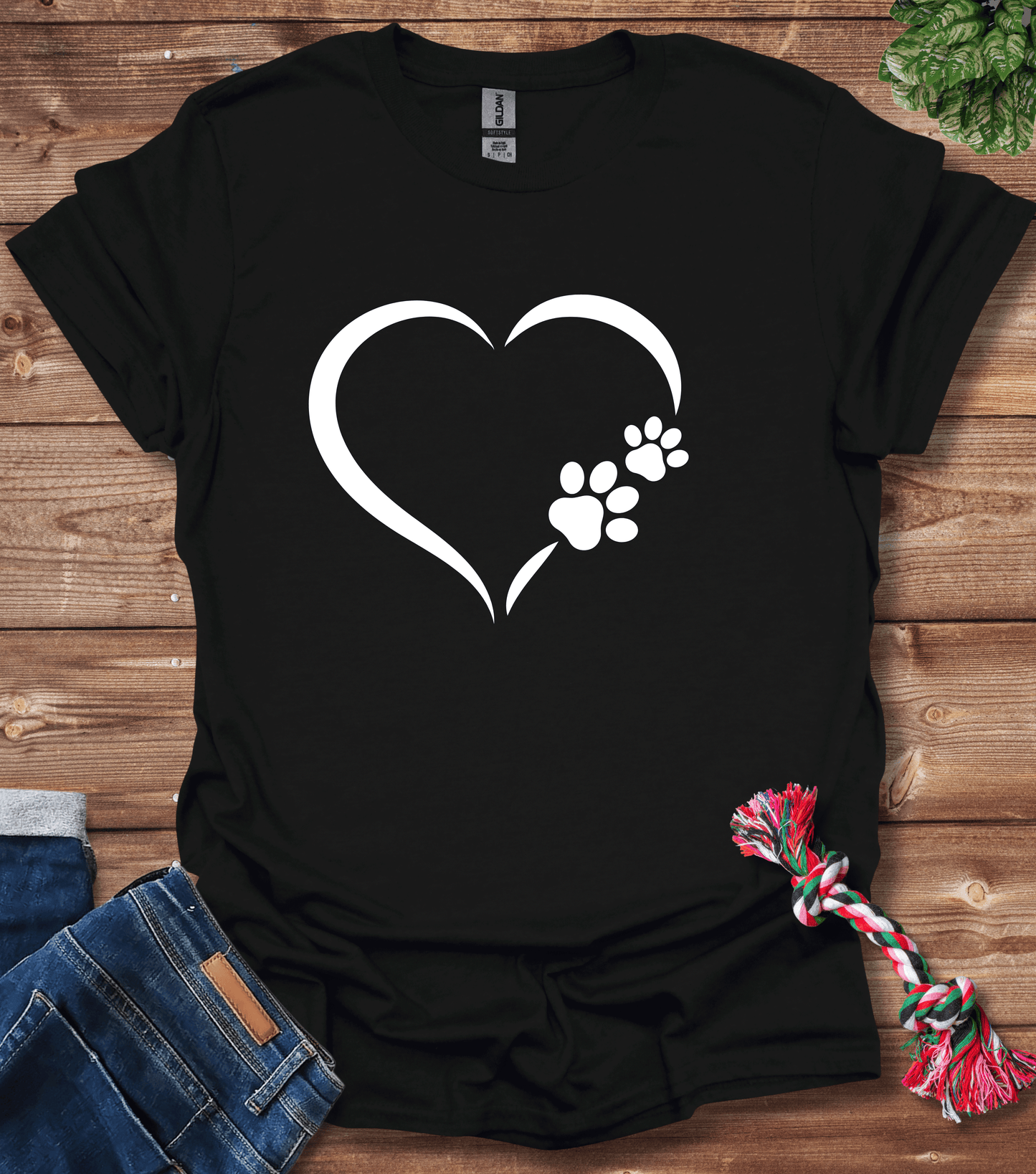 Dog Paw Print Heart T-Shirt