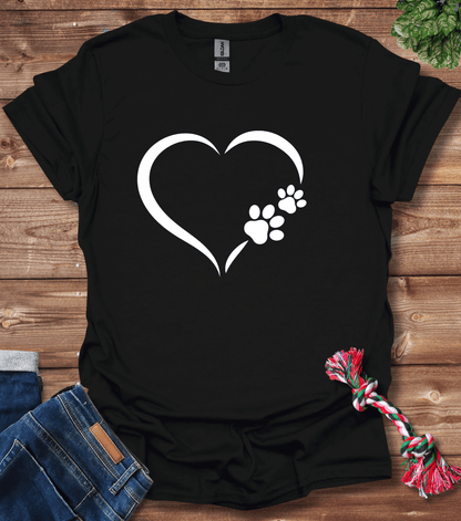 Dog Paw Print Heart T-Shirt
