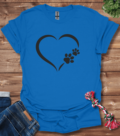 Dog Paw Print Heart T-Shirt