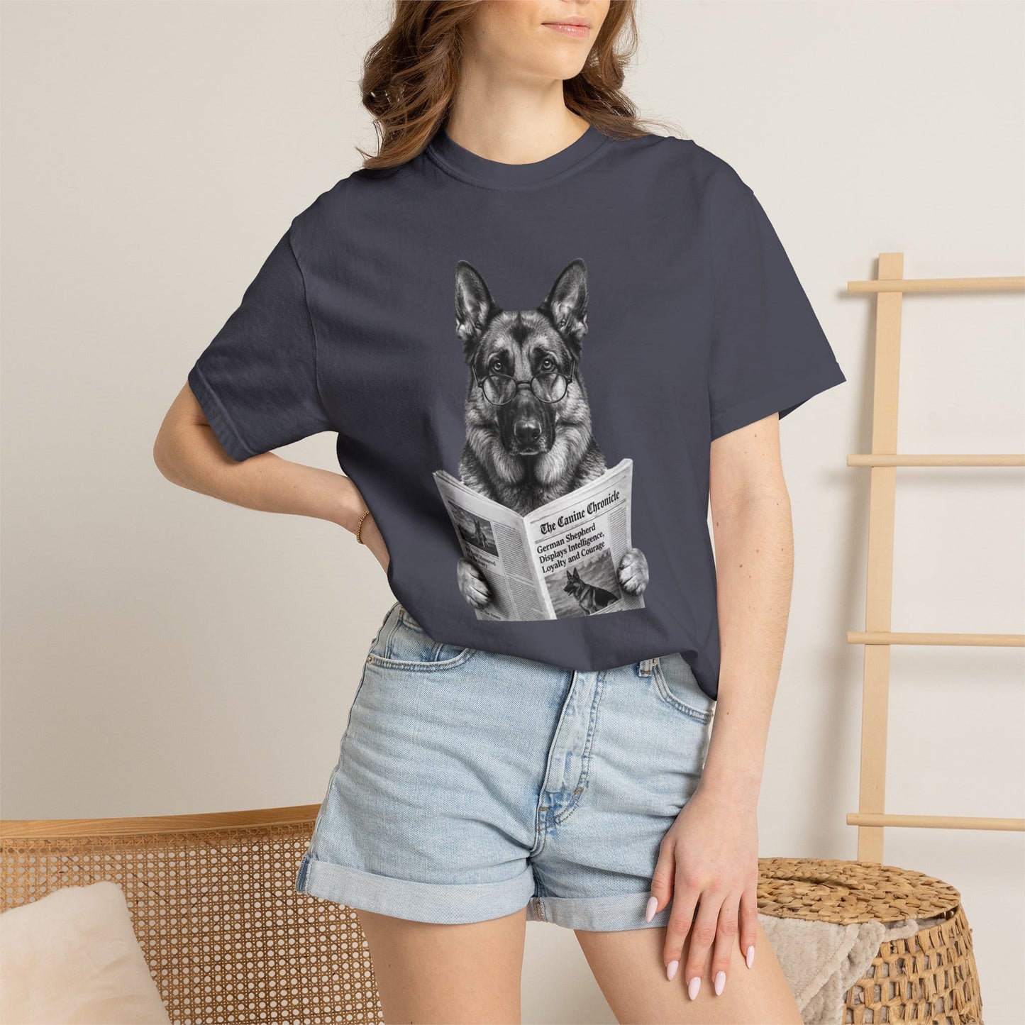 German Shepherd Reading T-Shirt