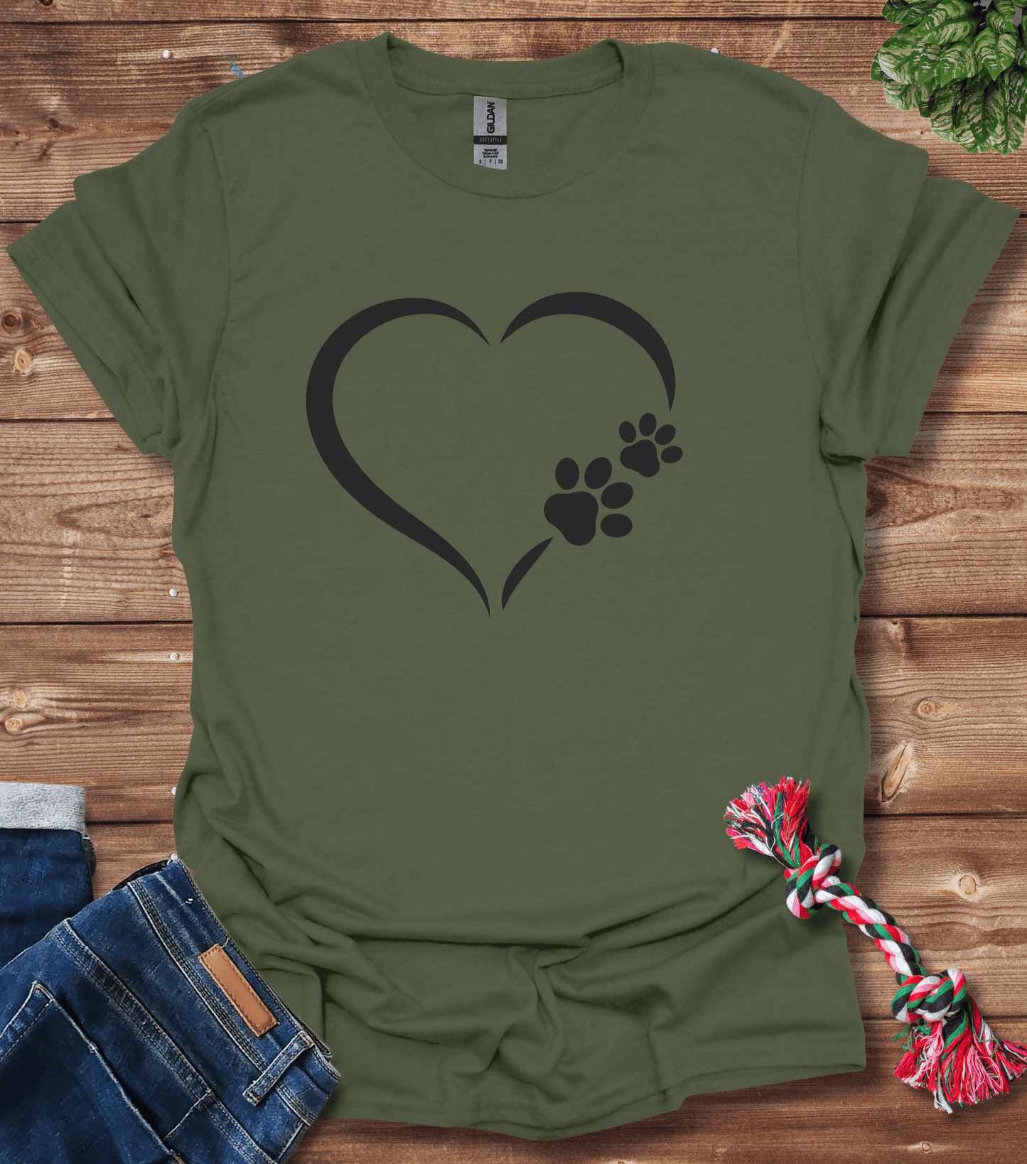 Dog Paw Print Heart T-Shirt