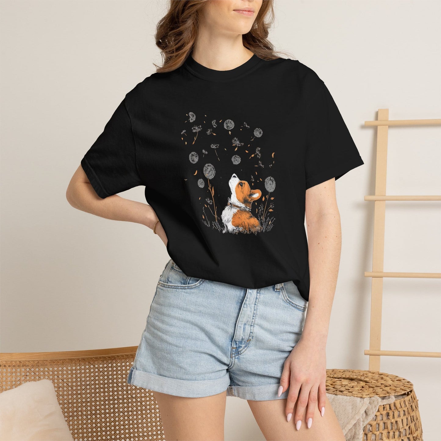 Corgi With Flowers T-Shirt