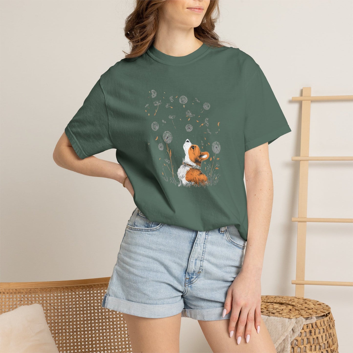 Corgi With Flowers T-Shirt