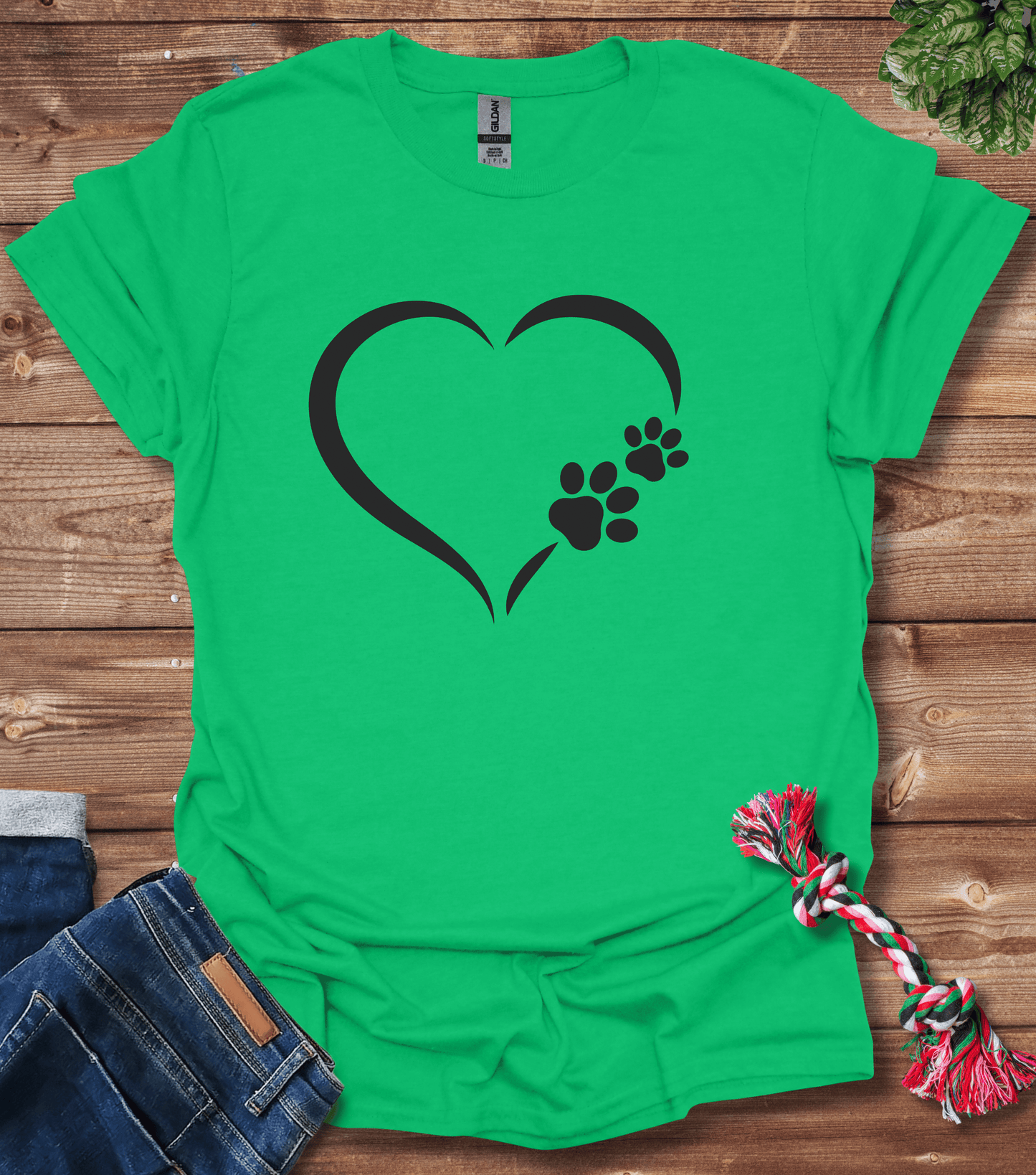 Dog Paw Print Heart T-Shirt