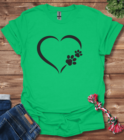 Dog Paw Print Heart T-Shirt