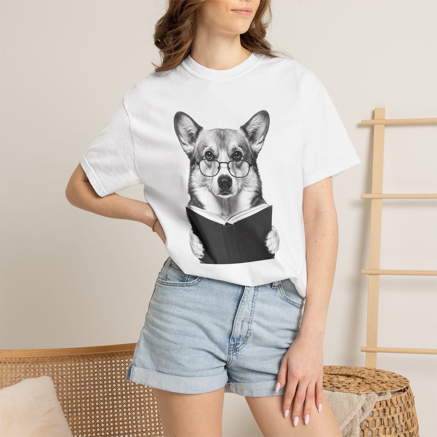 Corgi Reading T-Shirt