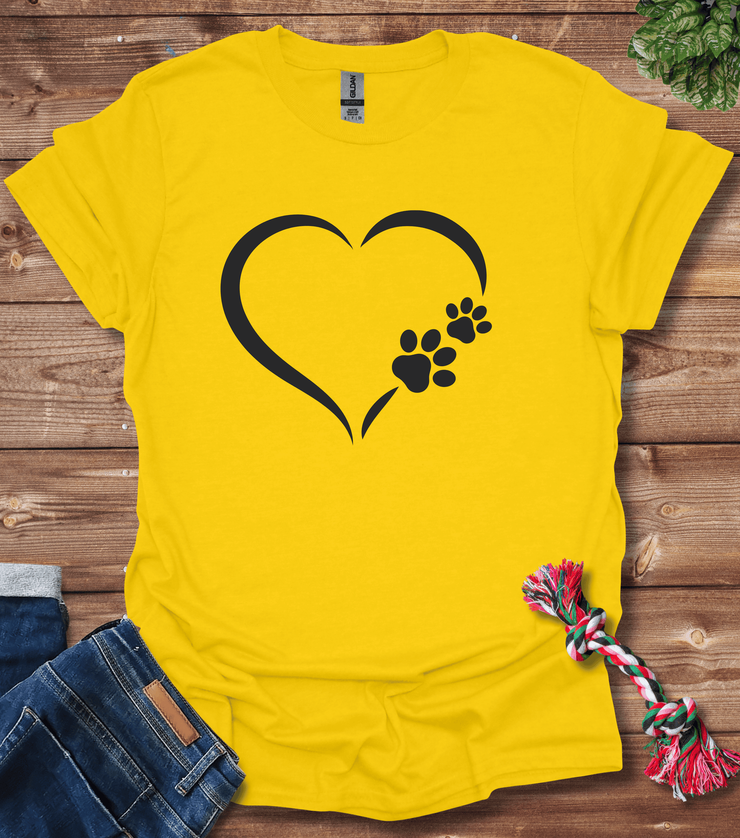Dog Paw Print Heart T-Shirt