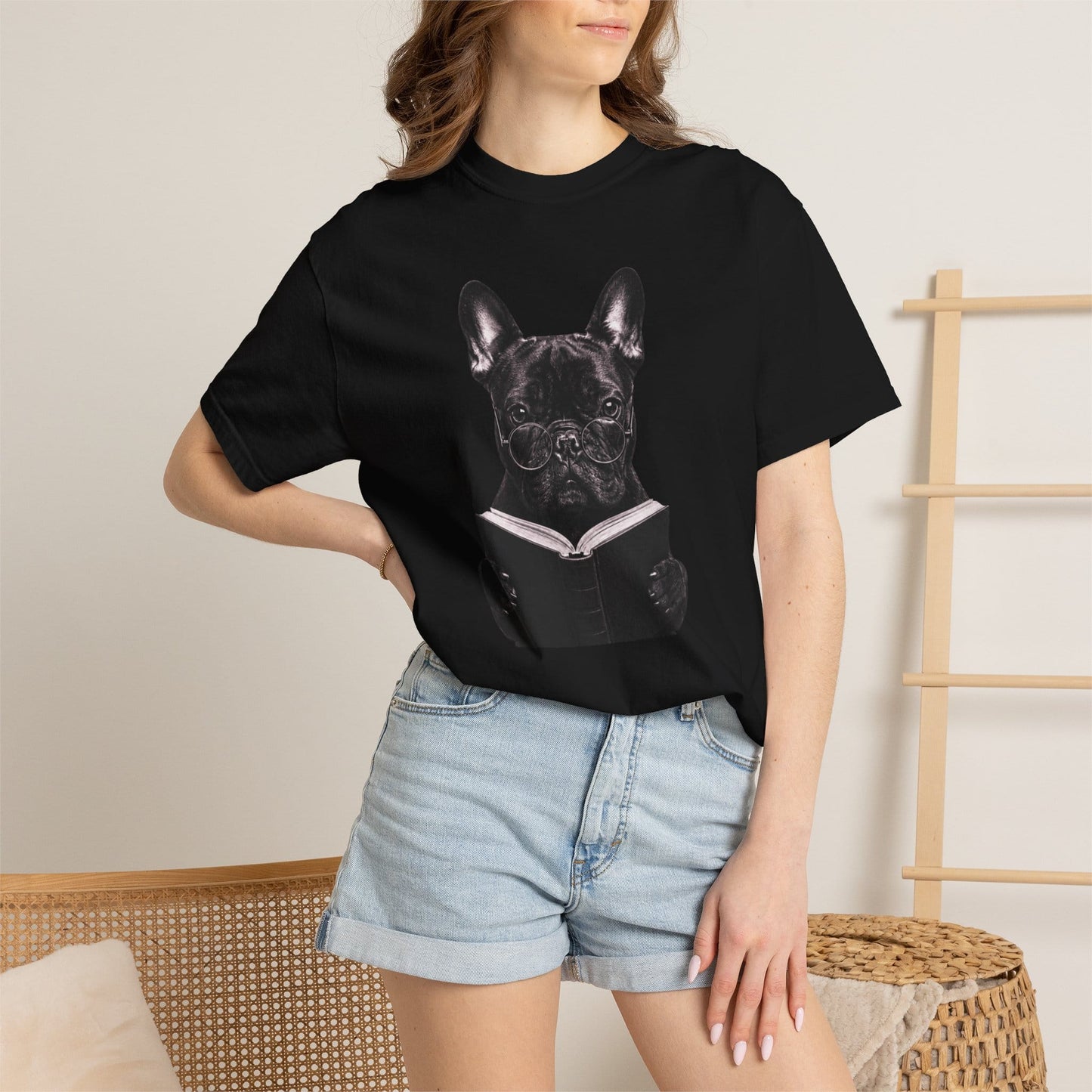 Frenchie Reading T-Shirt