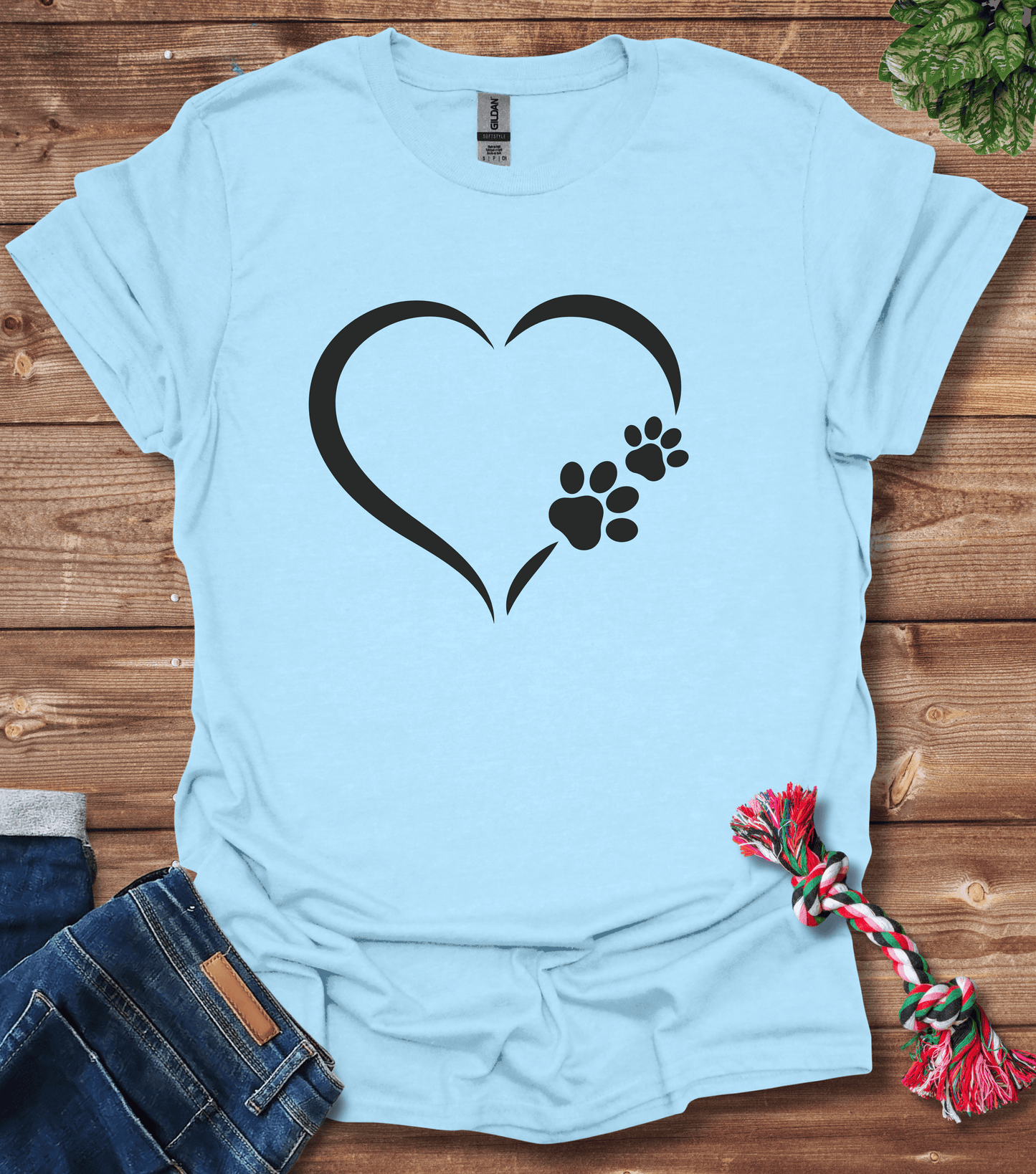 Dog Paw Print Heart T-Shirt