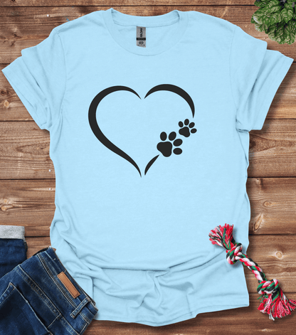 Dog Paw Print Heart T-Shirt