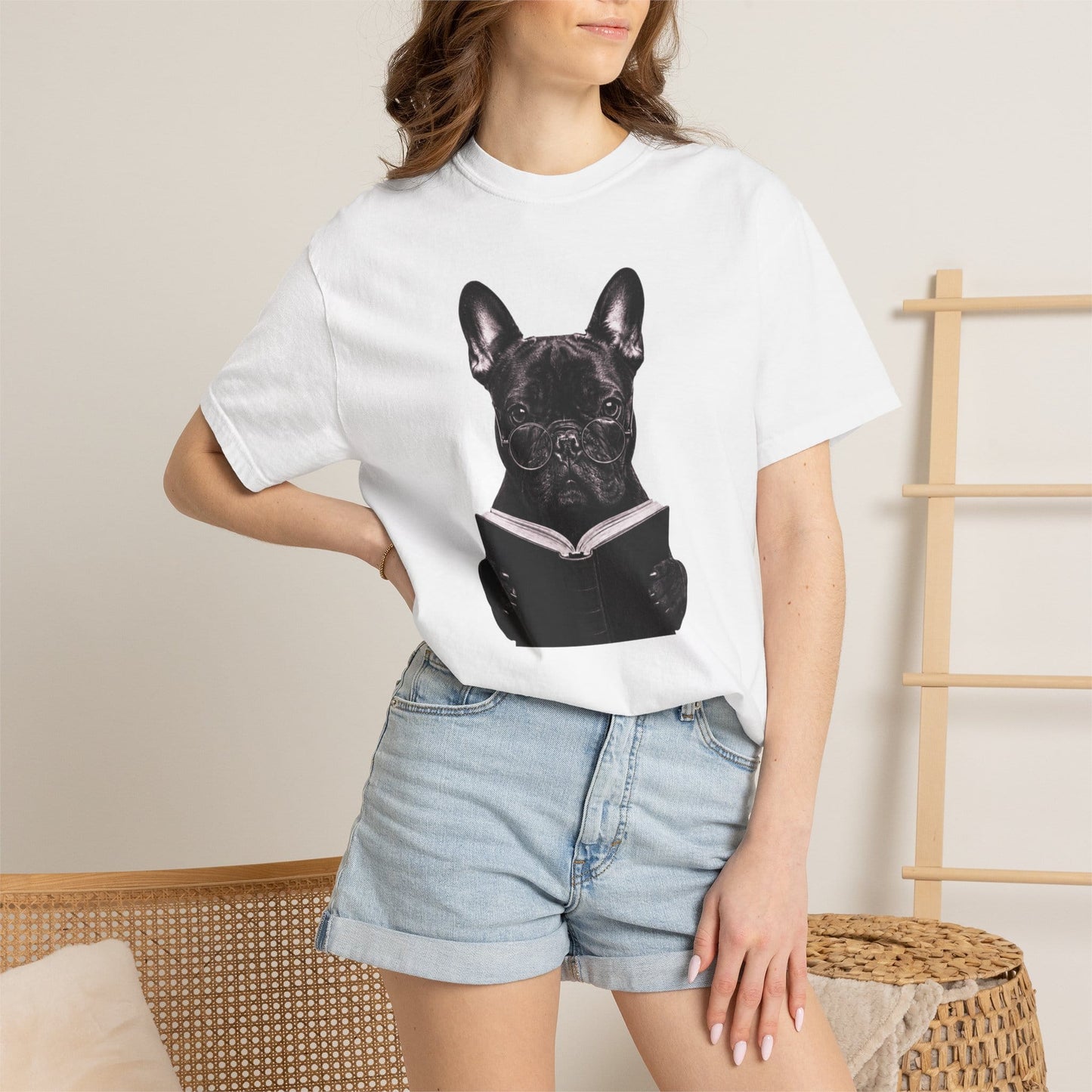 Frenchie Reading T-Shirt