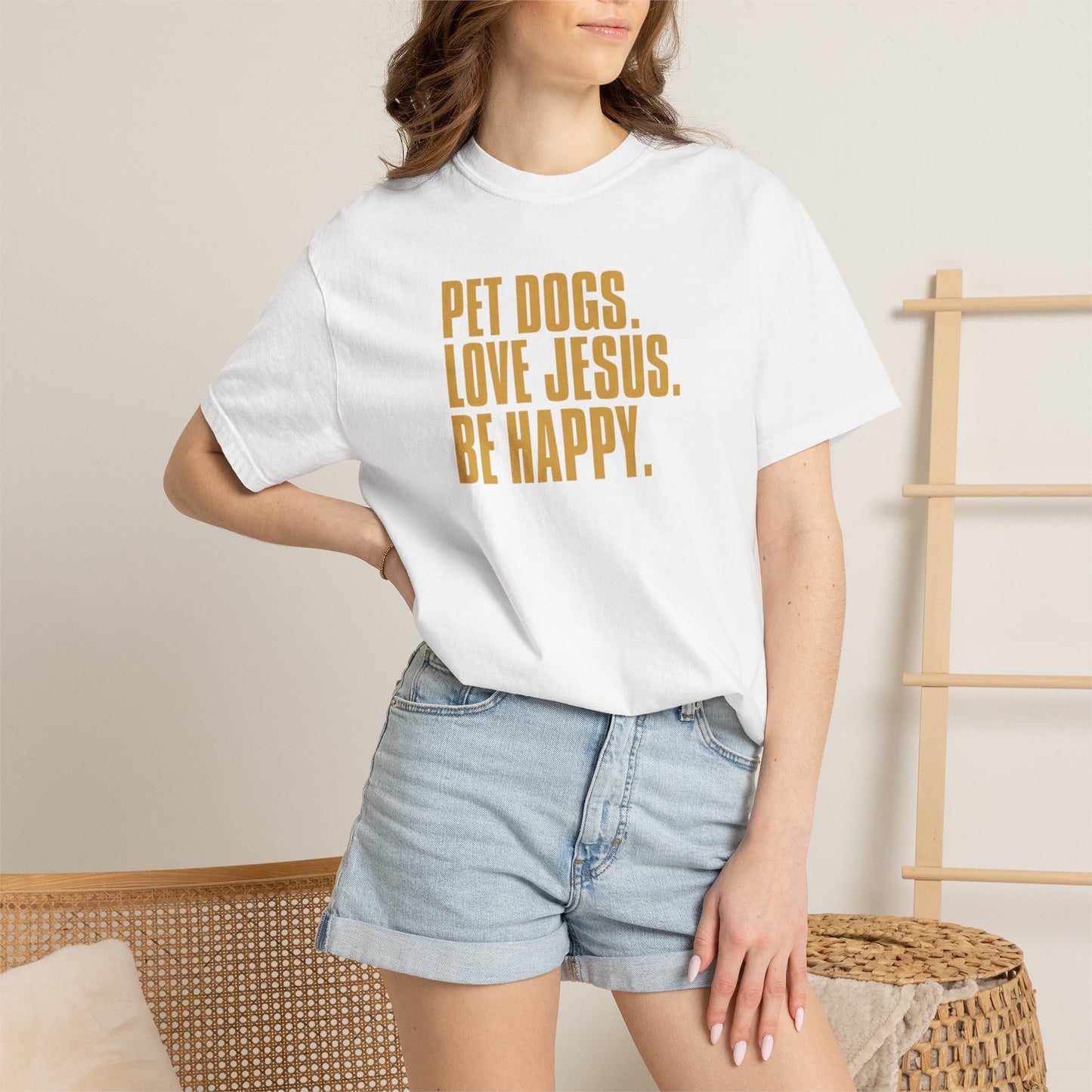 Pet Dogs, Love Jesus, Be Happy T-Shirt