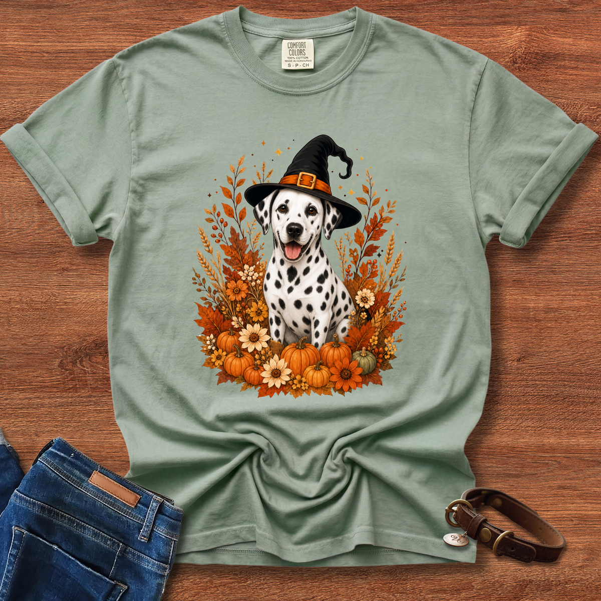 Dalmatian Halloween Witch T-Shirt
