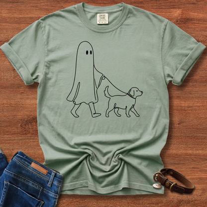 Halloween Ghost Walking Dog T-Shirt