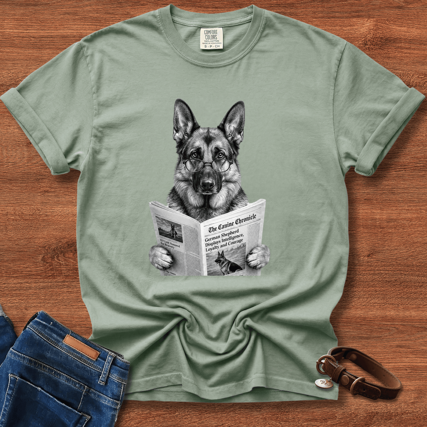 German Shepherd Reading T-Shirt