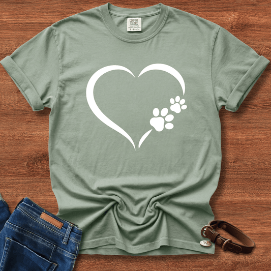 Dog Paw Print Heart T-Shirt