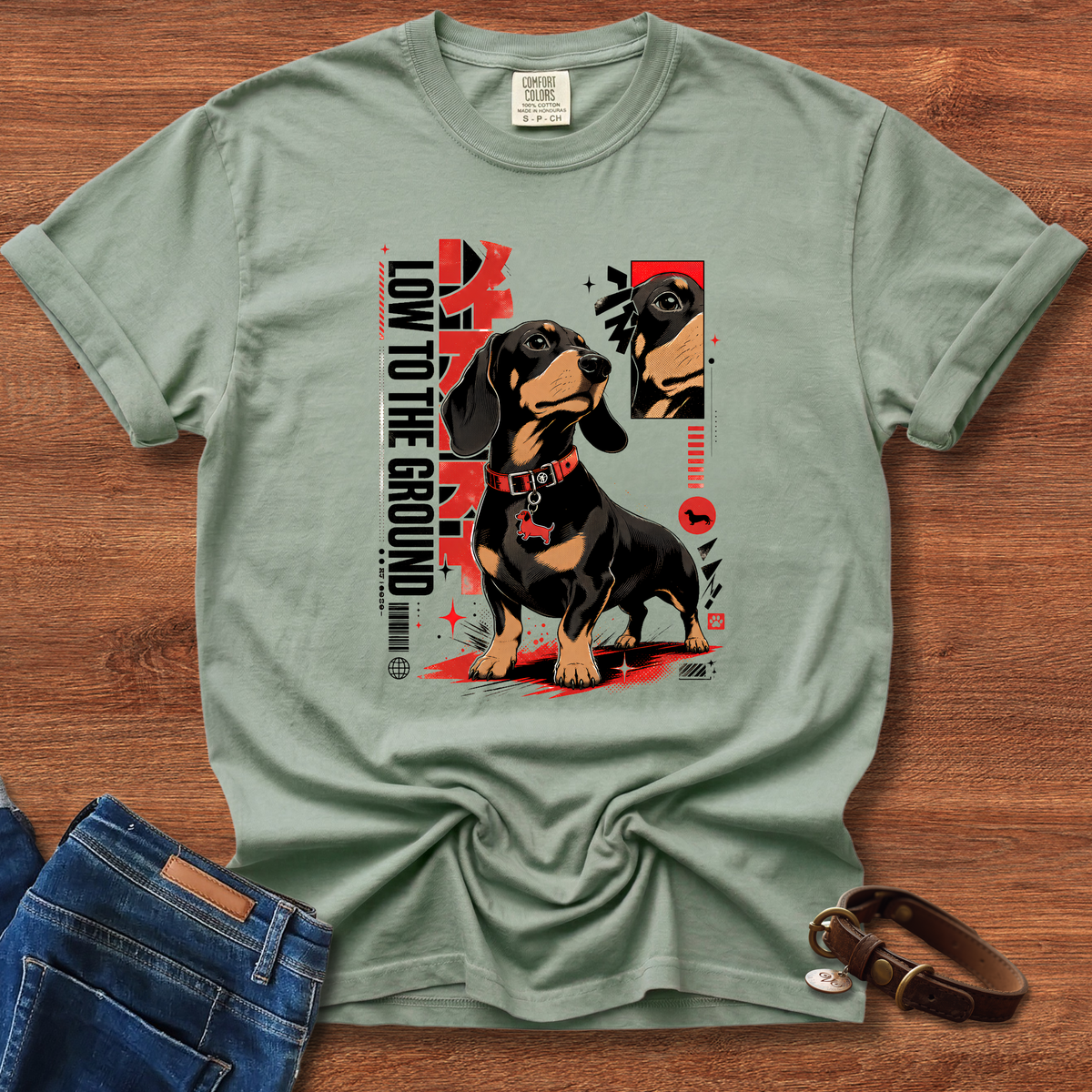Dachshund Low To The Ground Manga T-Shirt