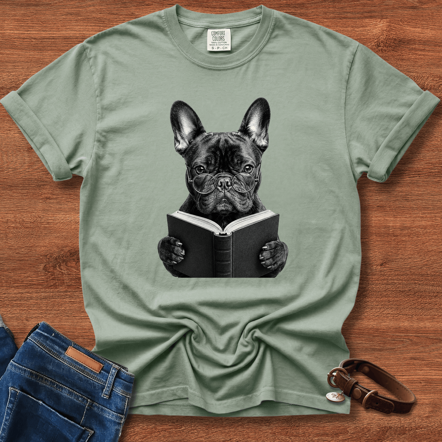 Frenchie Reading T-Shirt