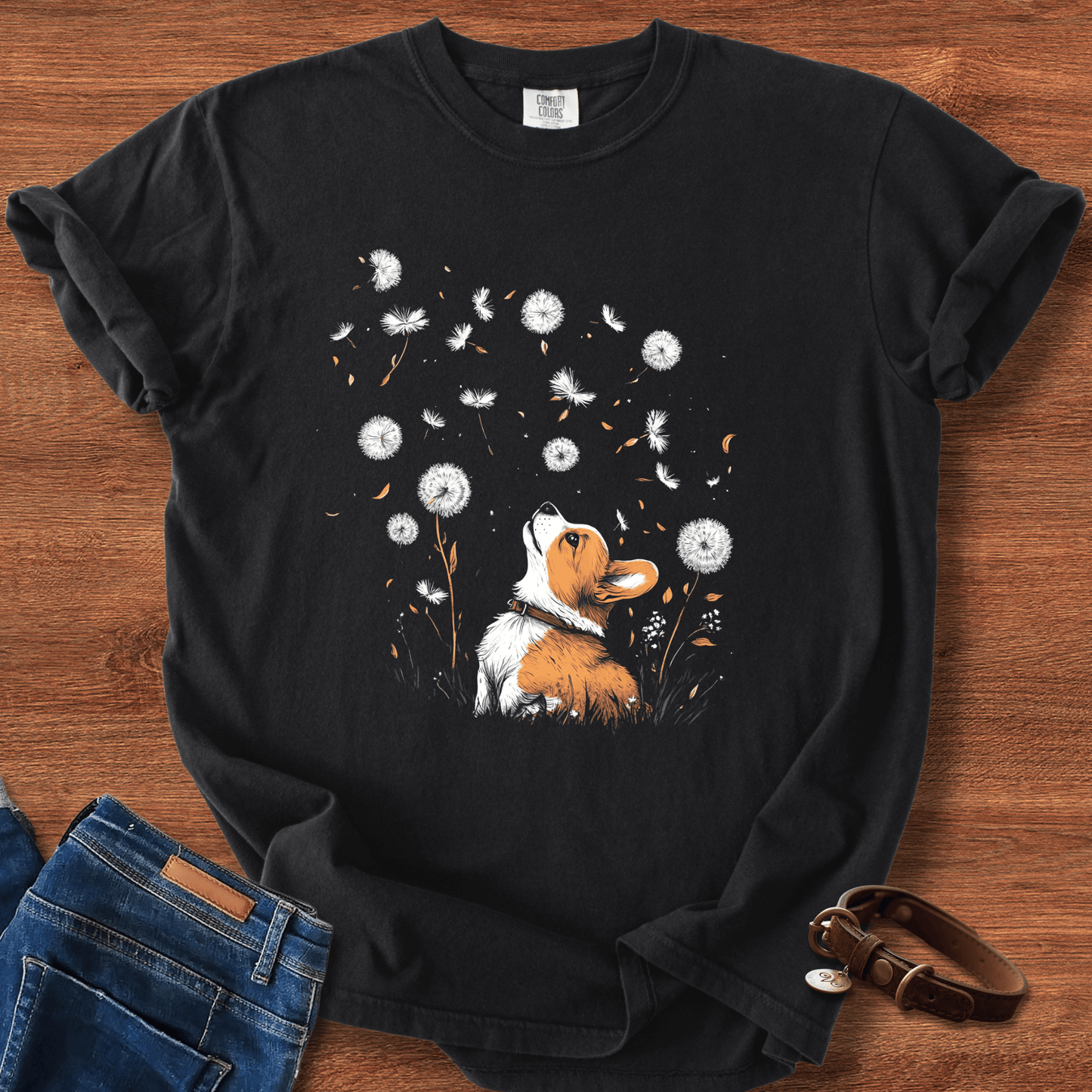 Corgi With Flowers T-Shirt