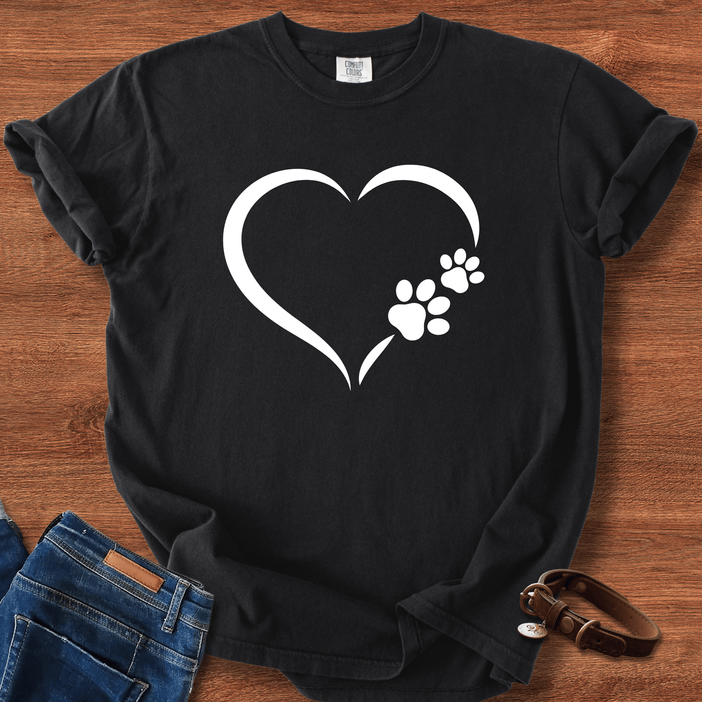 Dog Paw Print Heart T-Shirt
