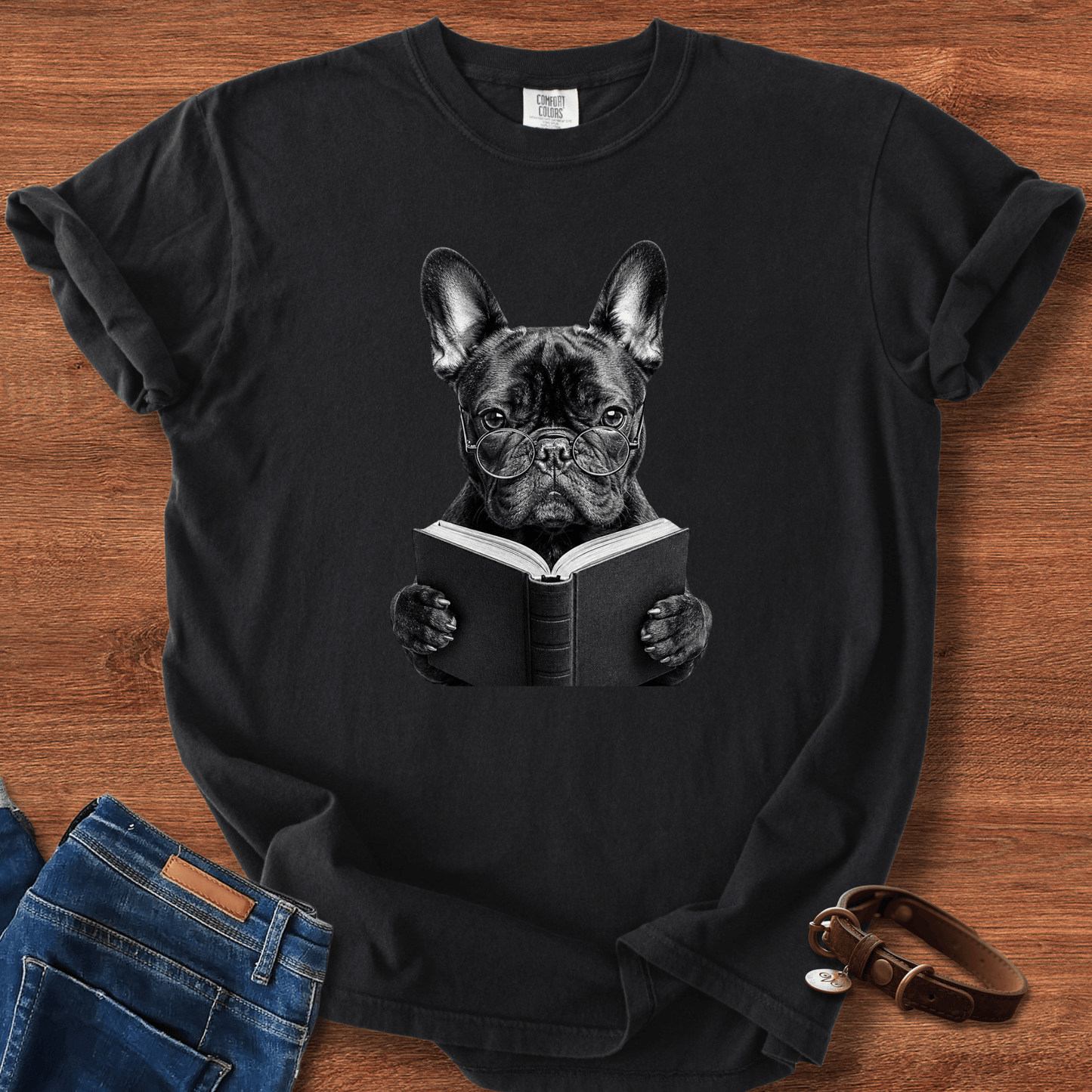 Frenchie Reading T-Shirt