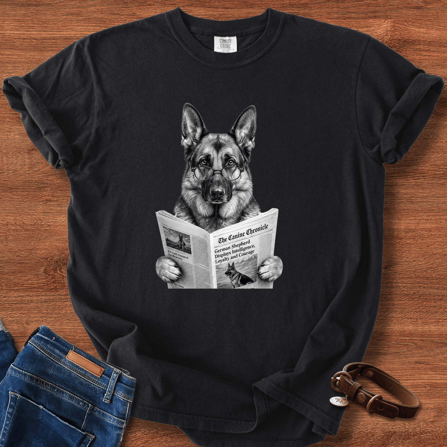 German Shepherd Reading T-Shirt