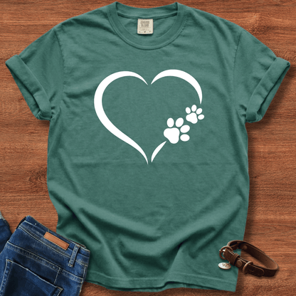 Dog Paw Print Heart T-Shirt