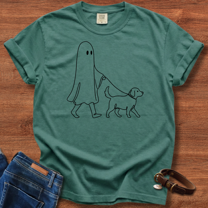 Halloween Ghost Walking Dog T-Shirt