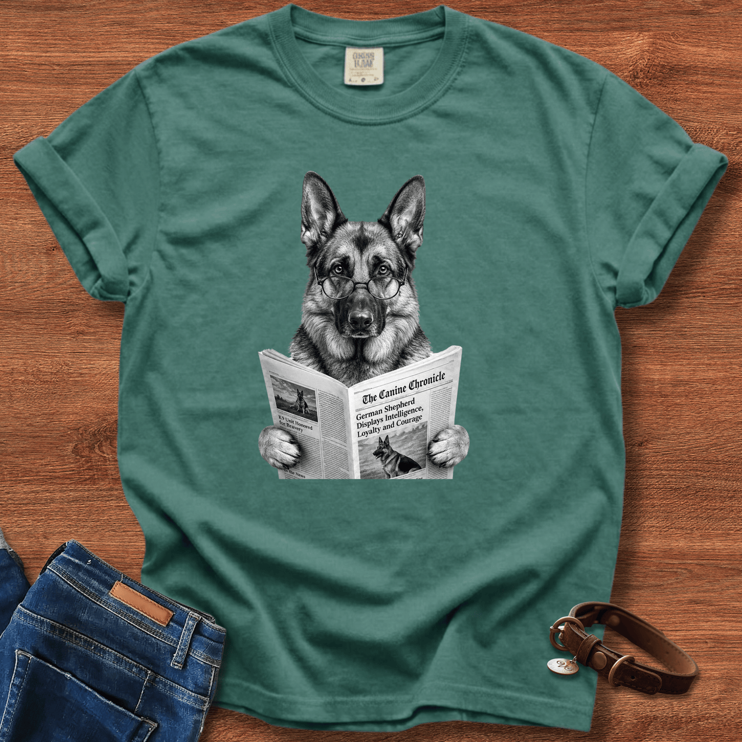 German Shepherd Reading T-Shirt