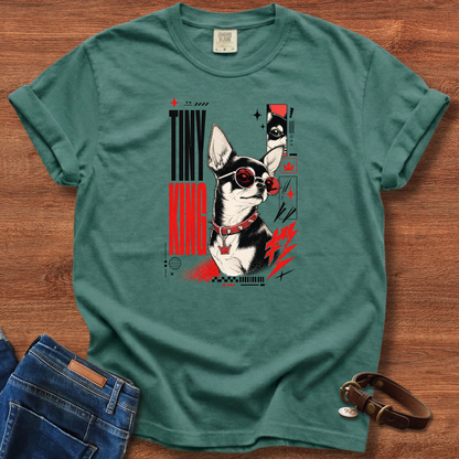 Chihuahua Tiny King In Glasses Manga T-Shirt