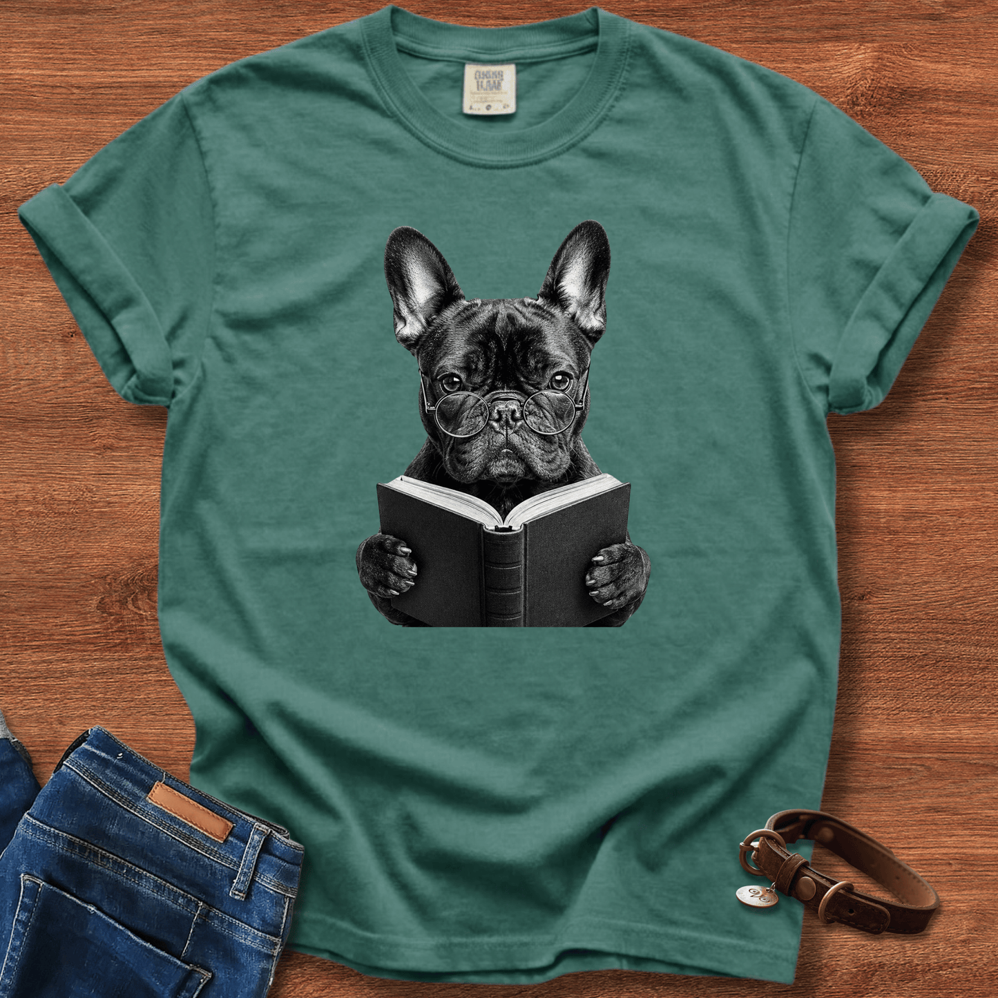 Frenchie Reading T-Shirt