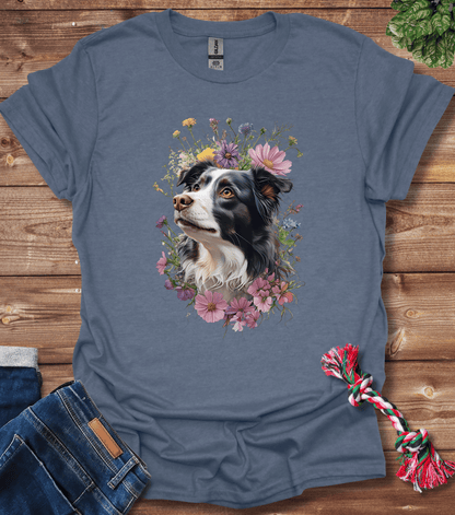 Border Collie In Flowers T-Shirt