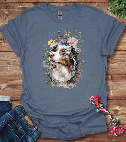 Australian Shepherd In Flowers T-Shirt