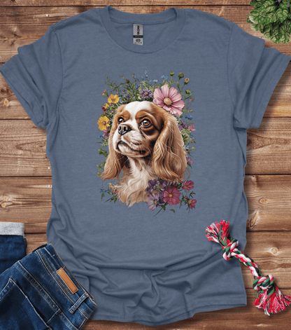 Cavalier King Charles Spaniel In Flowers T-Shirt