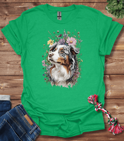 Australian Shepherd In Flowers T-Shirt